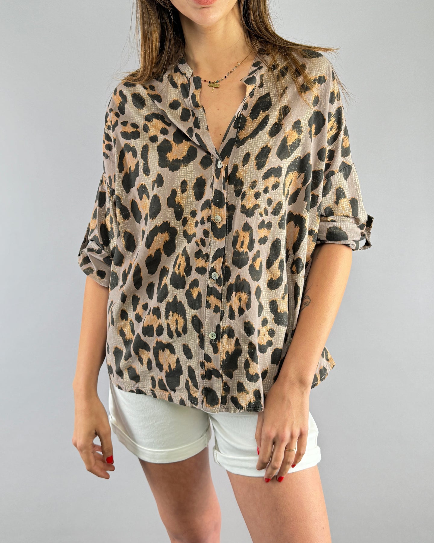 BLUSA ITALIANA PRINT DOMINGA TAUPE