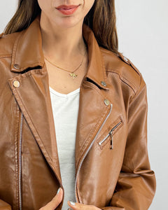 CHAQUETA BIKER DEMI CARAMELO