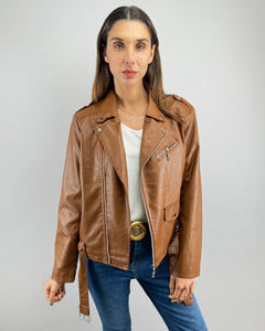 CHAQUETA BIKER DEMI CARAMELO