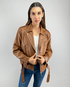 CHAQUETA BIKER DEMI CARAMELO