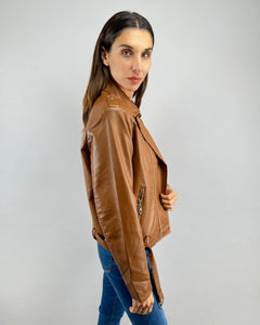 CHAQUETA BIKER DEMI CARAMELO