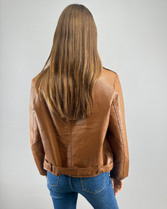 CHAQUETA BIKER DEMI CARAMELO