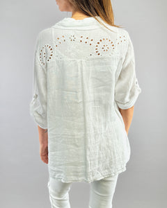 BLUSA LINO BRODERIE ITALIANA AGATA BLANCA