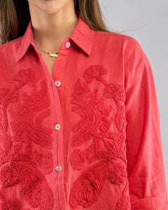 SOBRECAMISA 100% LINO HINDU BORDADA CALA SANDIA