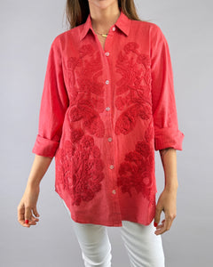 SOBRECAMISA 100% LINO HINDU BORDADA CALA SANDIA