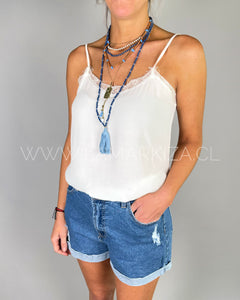 COLLAR INDIA PIEDRA POMPON CINDY AZUL